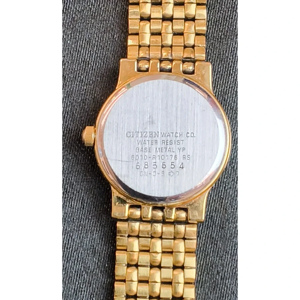 Citizen Quartz Gold Tone Women's Watch Black Dial Date Window #W5368
